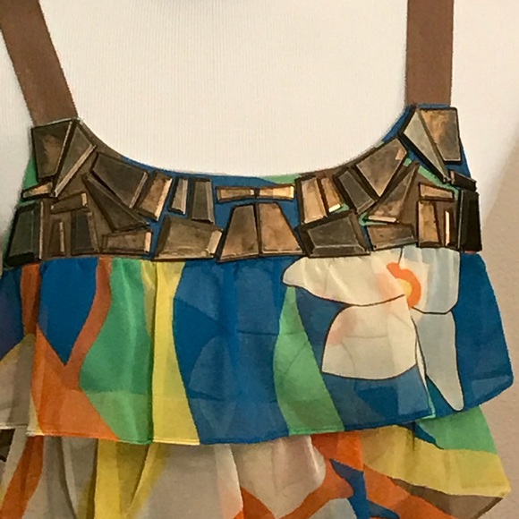 Tibi New York Dress Size 2 Floral Ruffle Jewels - Picture 2 of 8